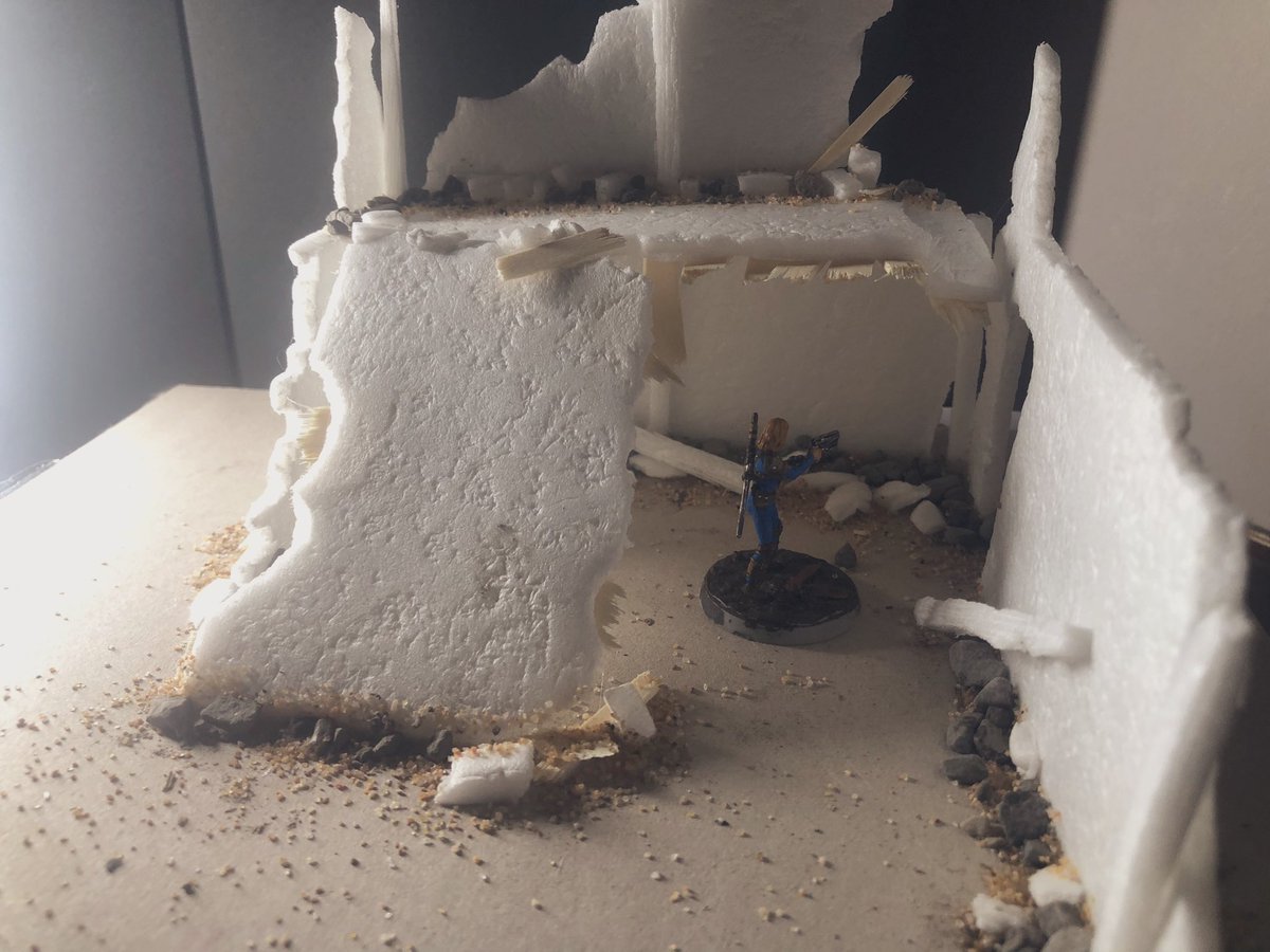 TheAtomicWorker's tweet photo. I cannot wait to paint this! This is my first #fallout building 🙃 #fallout2d20 #Fallout4 #modiphius #tabletop #tabletopgames #tabletopgaming #2d20 #dicegames #ruinedbuilding #building #miniatures #miniature #miniatureterrain #crafting #crafts #DIY https://t.co/CRFjK92501