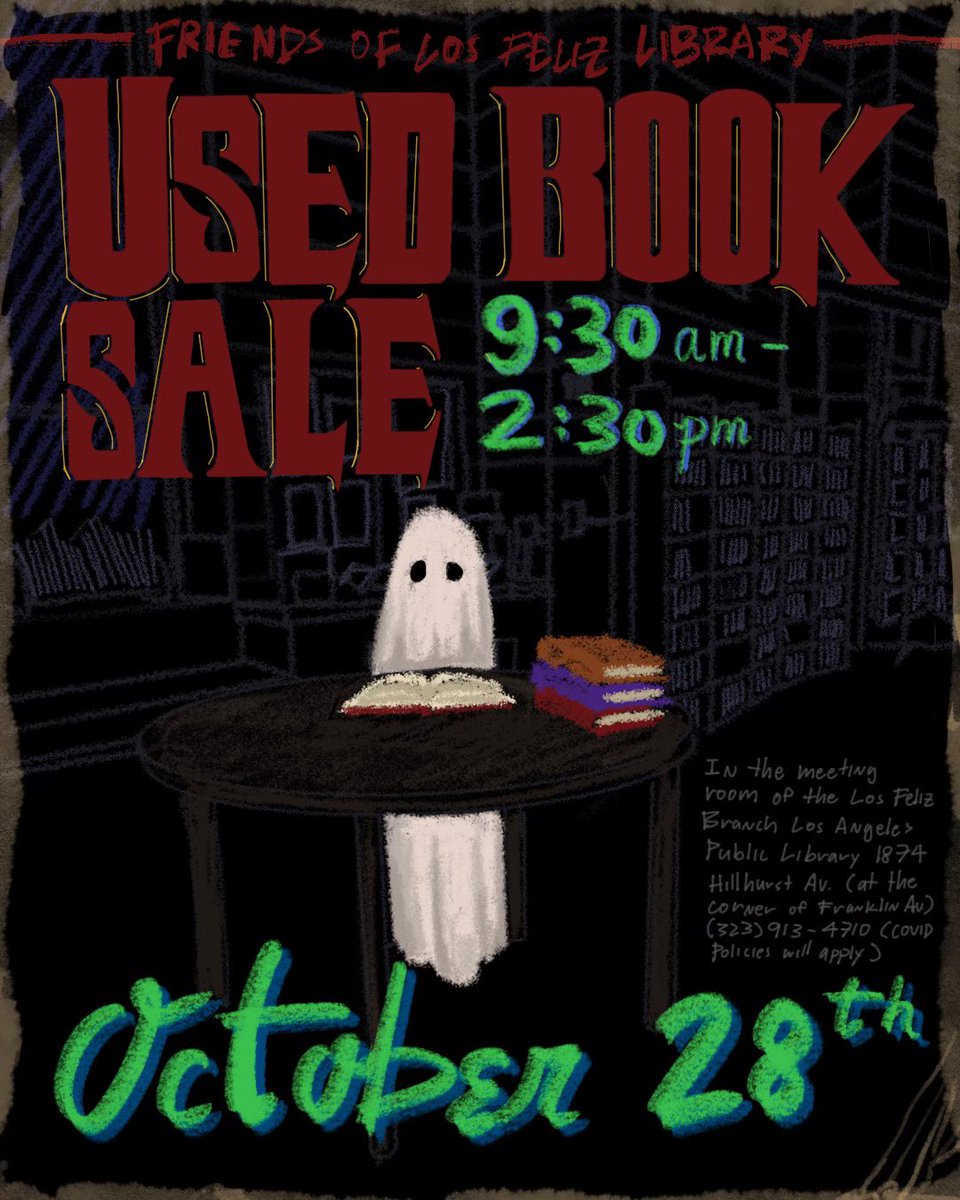 LosFelizLibrary's tweet photo. Come to our used book sale on Saturday, October 28th from 9:30 AM to 2:30 PM at the Los Feliz Library! https://t.co/yGibtRXSWB