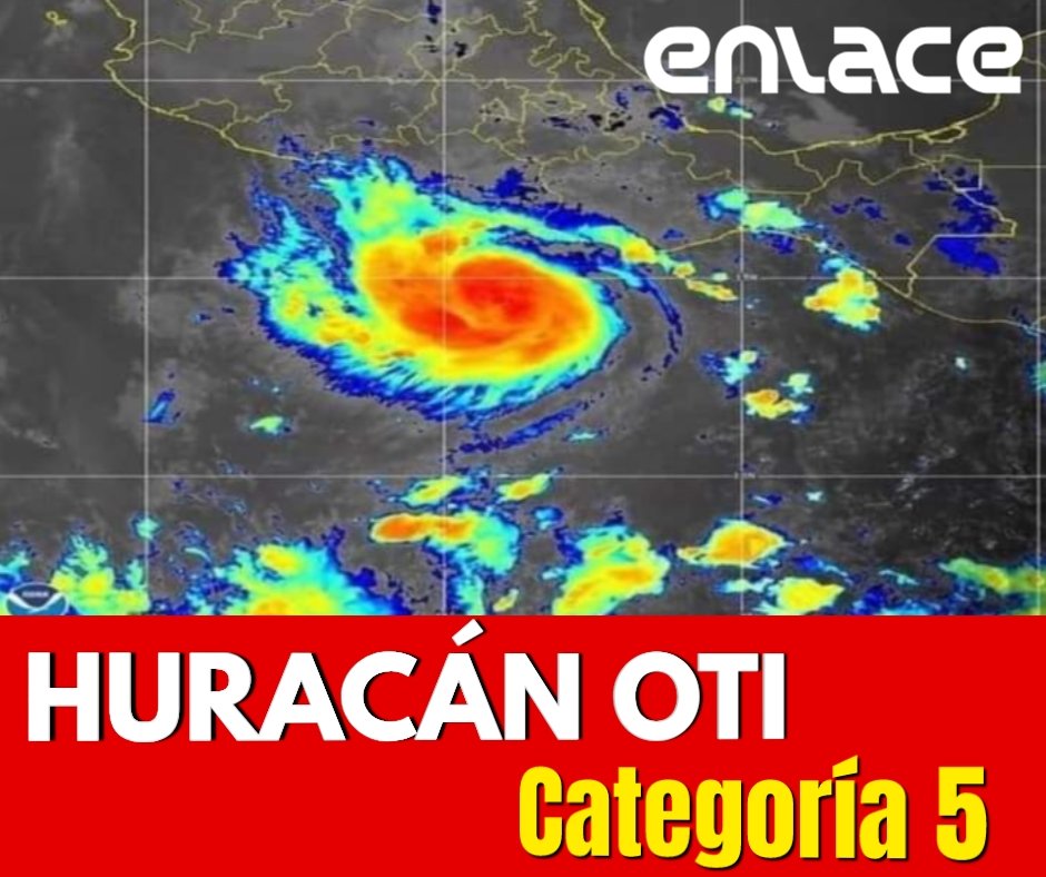🚨 #URGENTE El poderoso huracán Oti, categoría 5, impactará ésta madrugada en las costas de Guerrero. 

El potente huracán es el de mayor potencia registrado en México, sostendrá vientos superiores a los 260 Km/hra y rachas de hasta 350 km/hra.