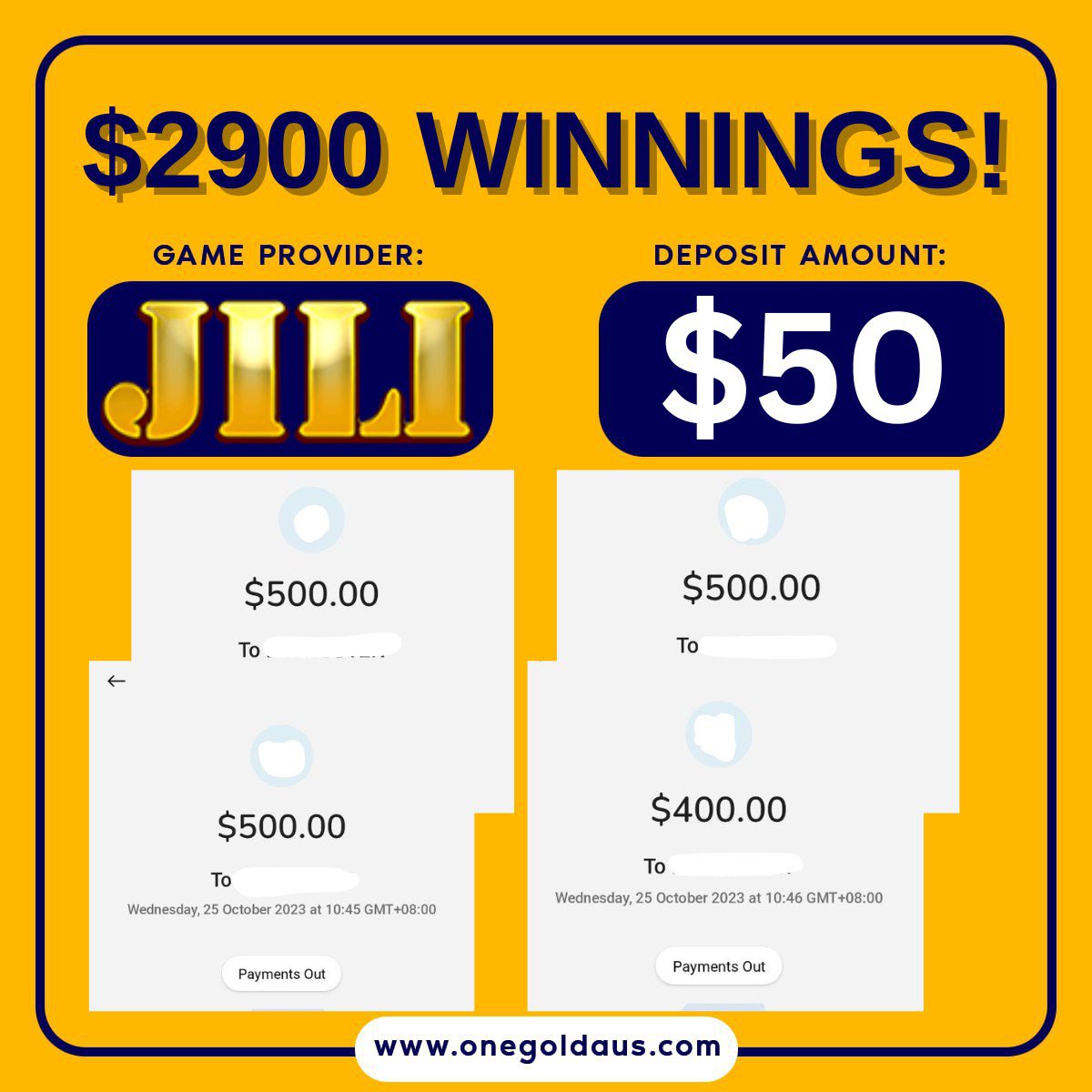 OneGoldAus's tweet photo. WHAT A WIN 🔥

⚡️Game platform : JILI
☄️Game : HOT CHILI
✔️Deposit amount : $50 + TOPUP FREE POKIES
💲Winning amount : $2900

Congratulations to our winner 🏆

🌐Play now : https://t.co/Hhxcr3RdQ7
📞 Whatsapp : https://t.co/WmJCtcIKVo https://t.co/4W0WxuZ6sN