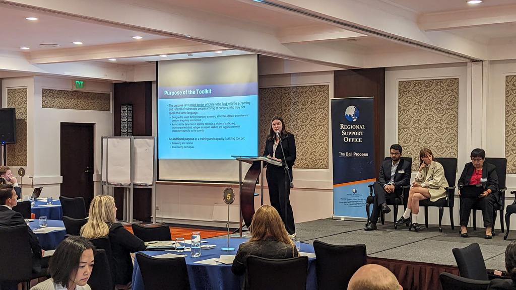 lerjavic's tweet photo. Grateful to present @baliprocessrso Screening and Referral App at our 🇵🇭 Roundtable
The app provides a digital questionnaire for officers to screen vulnerabilities at border checkpoints ensuring #TraffickingVictims are identified & referred 📱
Learn more: https://t.co/ZLQVe95M1X https://t.co/wGibHr77DT