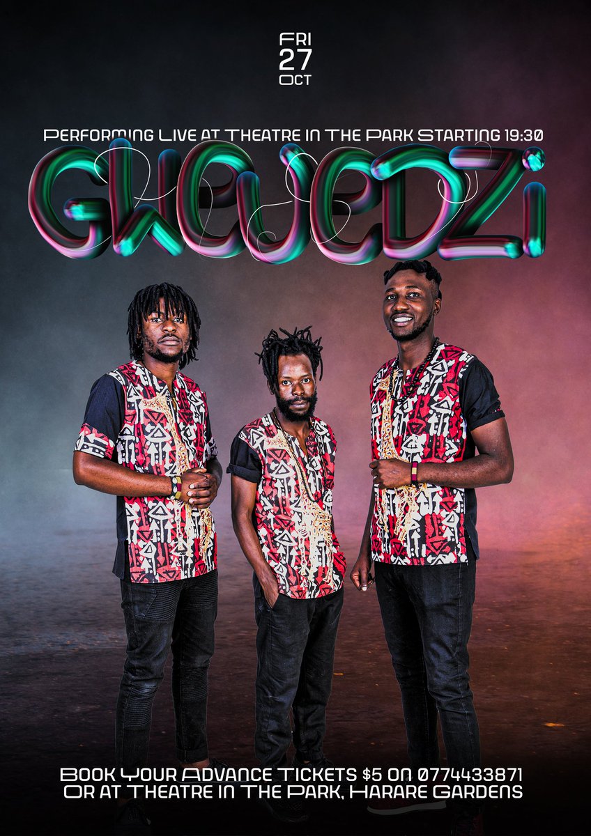 Here is something to add on to your plans this week 😋

Join us this coming  Friday at <a href="/TheatreHarare/">Theatre in the Park Harare</a>, as we unpack a performance of a lifetime!

Photoshoot by @zutograph
Poster by <a href="/gladmorebvuta/">Gladmore Bvuta</a>

#Gwevedzi #thegwevedziexperience #livemusic #harare #harareevents