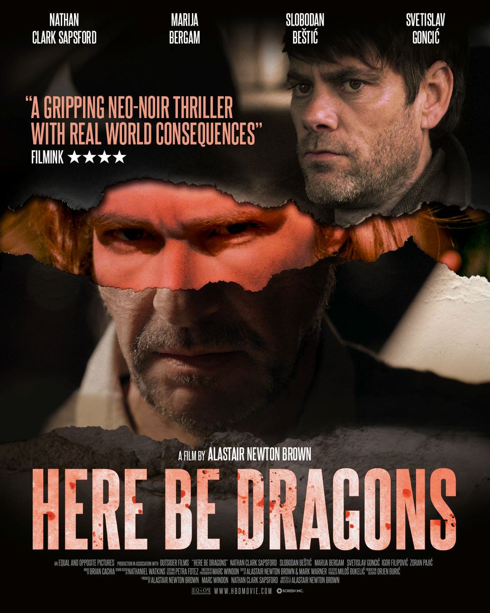 Screeninc_tweet's tweet photo. The wicked poster for Australian film HERE BE DRAGONS, shot during Covid in Serbia by writer/director Alastair Newton Brown https://t.co/T9mNhnUJYu