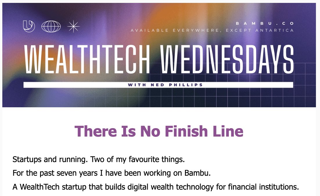 WealthTech Wednesdays Time! Today, we explore the dynamic blend of start-ups and running. For 7 years, Bambu has been reshaping digital WealthTech. The journey is unforgettable.
Subscribe to our Newsletter now!
#WealthTechWednesdays #WealthTech #Bambu