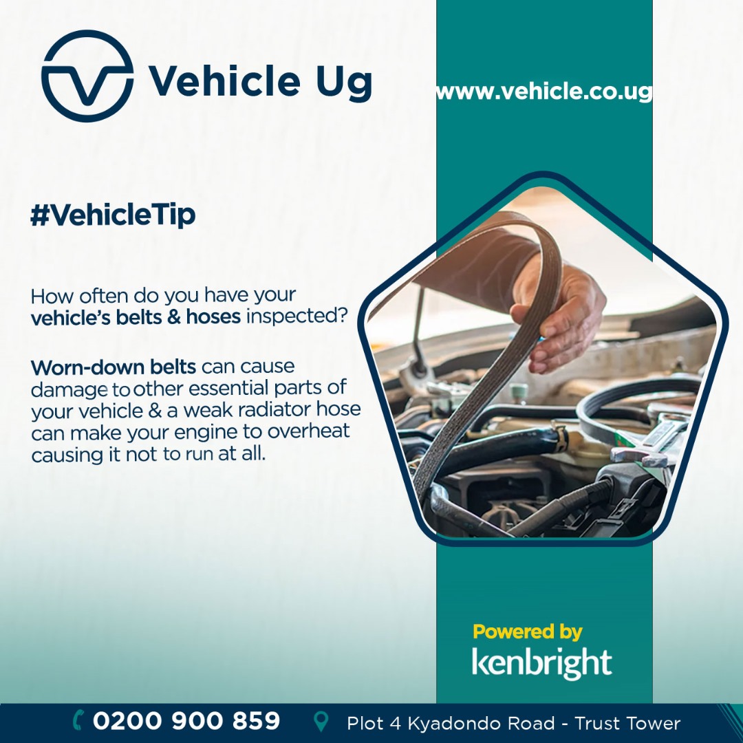 Vehicle_UG's tweet image. #VehicleTip
Inspect your vehicle's belts &amp;amp; hoses regularly!

Worn-down belts &amp;amp; weak horses tend to cause damage to other essential parts of the vehicle.

#VehicleUG #VehicleRepair #RoadSafety