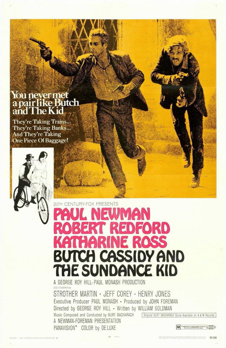 🎬'Butch Cassidy and the Sundance Kid' starring Paul Newman and Robert Redford premiered in theaters 54 years ago, October 24, 1969