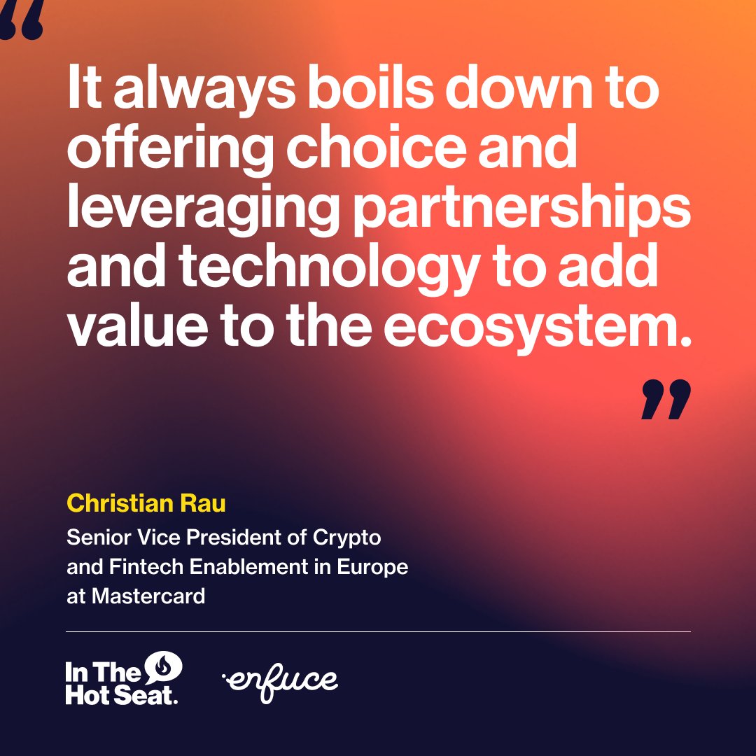 Christian Rau, SVP, Crypto and Fintech Enablement, Europe, recently sat down with @enfuce's Denise Johansson on 'In the Hot Seat' to explore the world of fintech, innovation, and the trends shaping our financial future. Catch the conversation here 👉 bit.ly/45FaI3S