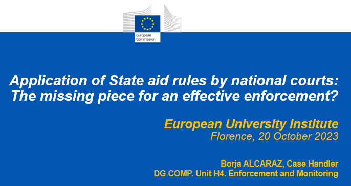 As promised, a short 🧵with the main takeaways of last week’s presentation on #PrivateEnforcement of #StateAid Rules by Borja Alcaraz Riaño, case handling officer @EU_Commission   

1/5