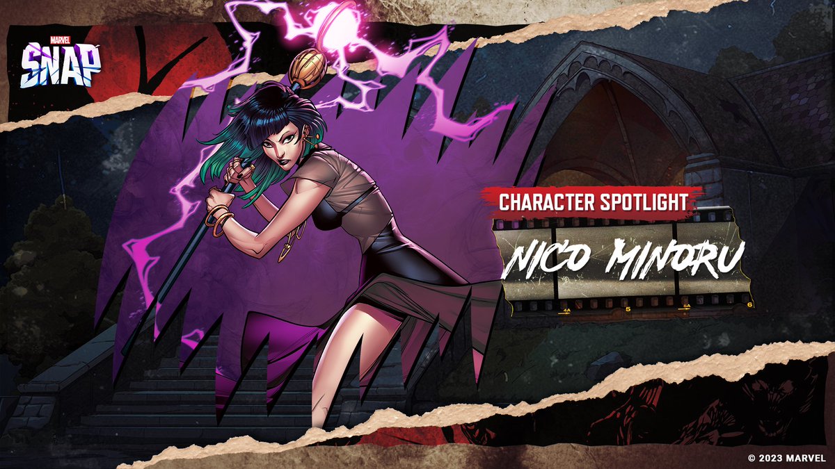 MARVELSNAP_ES's tweet image. Nuestra oscura temporada, Bloodstone, continúa con la incorporación de Nico Minoru, hija de magos oscuros y portadora del Báculo de Uno.  

🔵 Coste: 1 
🔶 Poder: 2  
🔹 Al revelarse: después de que juegas tu siguiente carta, lanza un hechizo. (El hechizo cambia cada turno que…