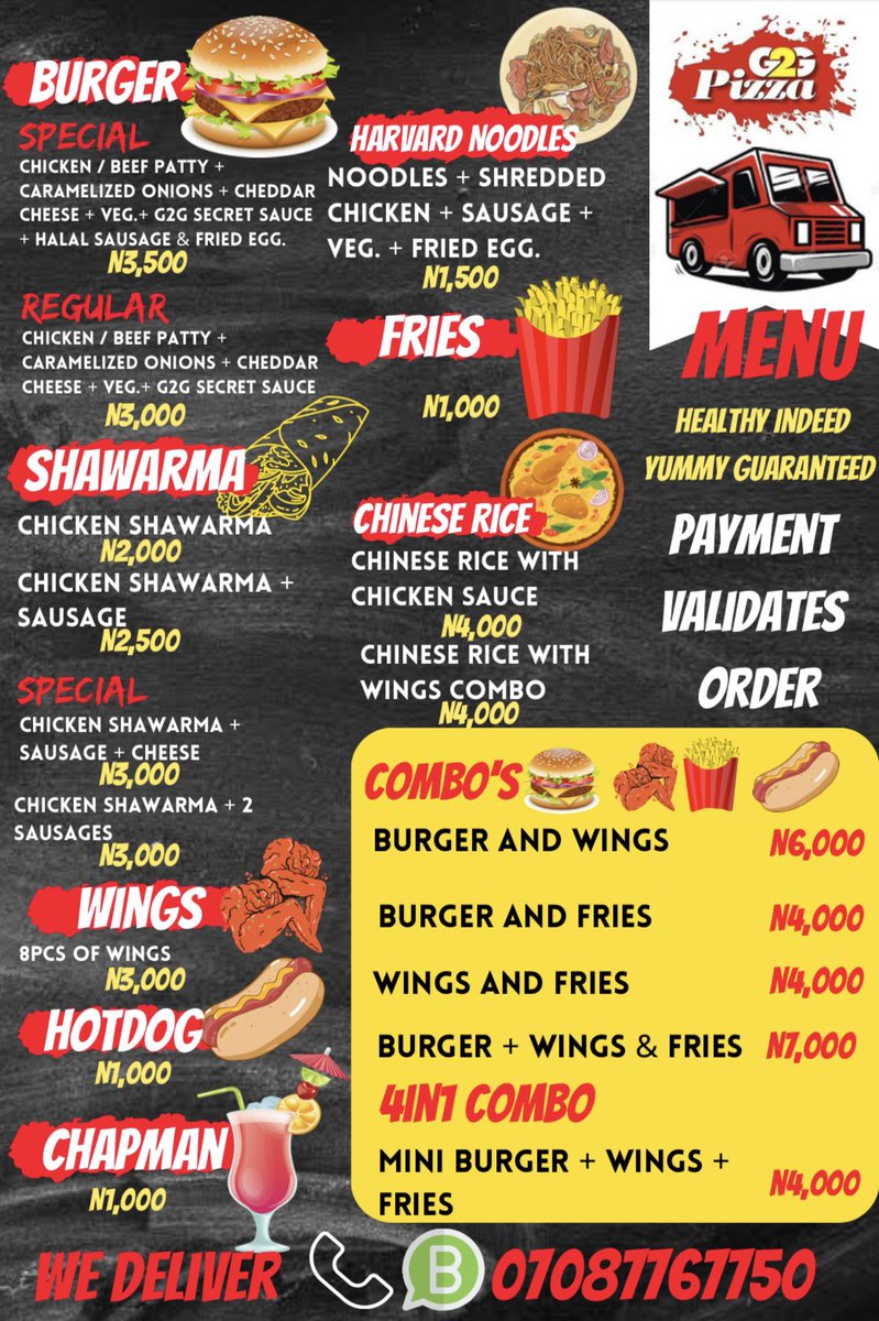 G2gPizza's tweet image. Good morning #AbujaTwitterCommumity Anon, wants to know what you would like for lunch. 

All available! Pick from our menu please. 

Location: Abuja

#G2GPizza