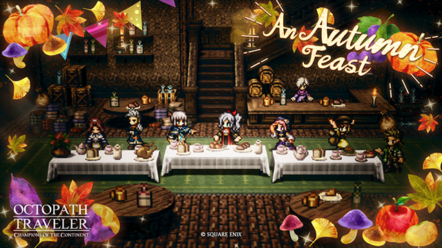 octopath_cotc's tweet photo. Dig in to the new "An Autumn Feast" Photo Event and dine out on delicacies with your favorite band members! Don't forget to share your photos with your fellow travelers and spread the love!

#OCTOPATHCotC https://t.co/LZFD9I2g2a
