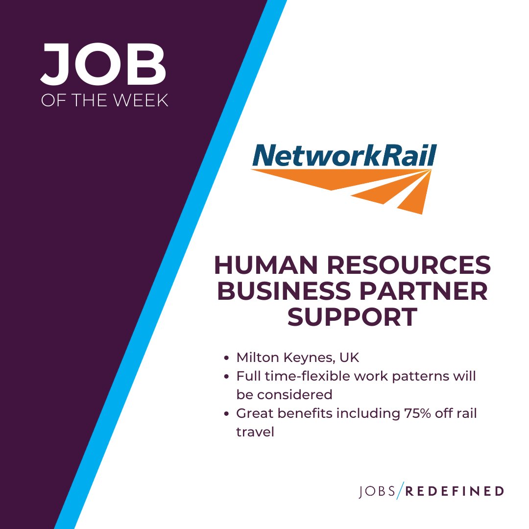 #JOBOFTHEWEEK  @networkrail are continuing to build a more diverse and inclusive organisation which is representative of the customers they serve and we at 55/R are proud to support them in doing this.
jobs-redefined.co/job/human-reso…

#Recruiting #over50sjobs #ageinclusive