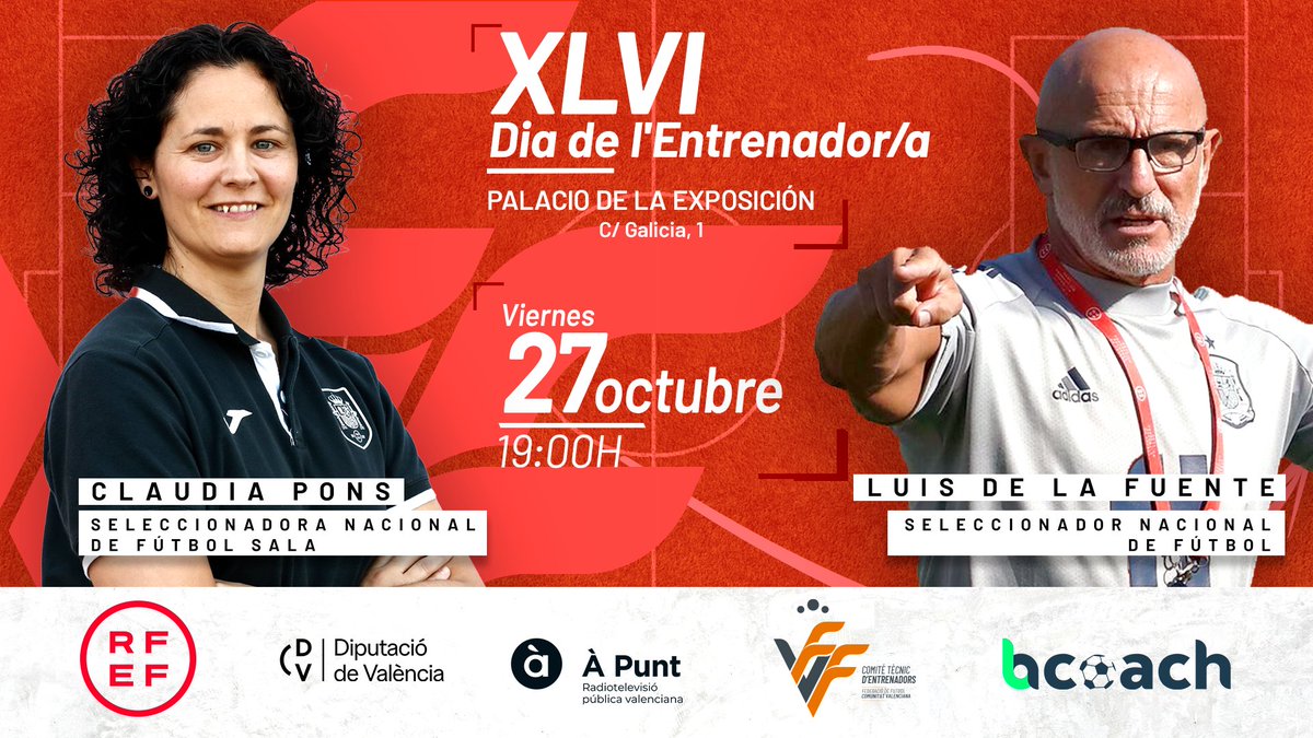FFCV (@ffcv_info) on Twitter photo ENTRENADORS |
🎓 XLVI Dia de l'Entrenador/a FFCV, con Luis de la Fuente y <a href="/ClaudiaPons8/">Clàudia Pons</a> 🔝
🗓 MAÑANA, viernes 27 de octubre
📍 Palacio de la Exposición (València)
🎖️ premios a técnic@s temporada 22/23
📎 ffcv.es/wp/blog/2023/1…
#SomEntrenadors ENTRENADORS |
🎓 XLVI Dia de l'Entrenador/a FFCV, con Luis de la Fuente y <a href="/ClaudiaPons8/">Clàudia Pons</a> 🔝
🗓 MAÑANA, viernes 27 de octubre
📍 Palacio de la Exposición (València)
🎖️ premios a técnic@s temporada 22/23
📎 ffcv.es/wp/blog/2023/1…
#SomEntrenadors