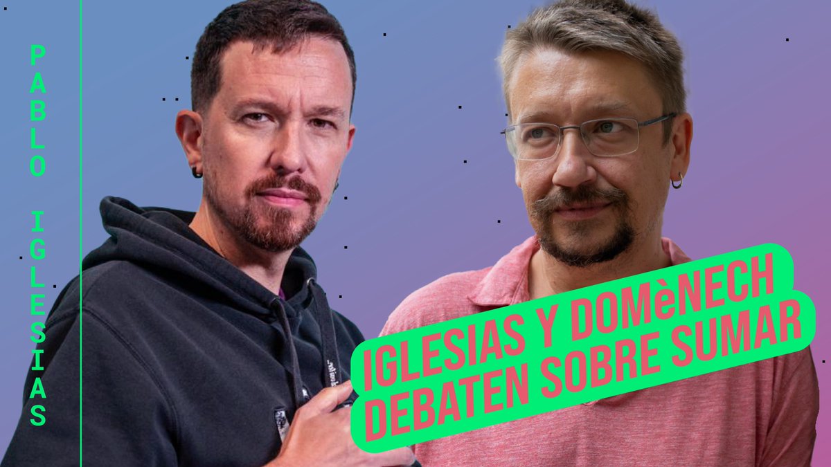 PabloIglesias's tweet photo. Ha sido un honor debatir sobre Sumar y Podemos con el gran Xavi Domenech al que pido disculpas por mi exceso de vehemencia 👇🏻

https://t.co/nfsBHHftAI https://t.co/C6uDmfnq4T