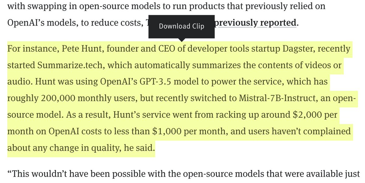 Thom_Wolf's tweet photo. one of the most striking event of 2023: the rise of the GPU-poor models

you can do a lot (and much cheaper) with well trained smaller models https://t.co/dxHdDzuHIP