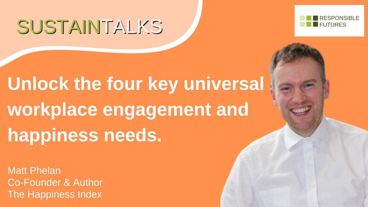 The latest Sustain Talks is out with Matt Phelan, Co-Founder and author of The Happiness Index! Discover the top four universal workplace needs for engagement and happiness. youtube.com/watch?v=u8hITs…
#EmployeeEngagement #HappinessAtWork #workplace #responsiblebusiness