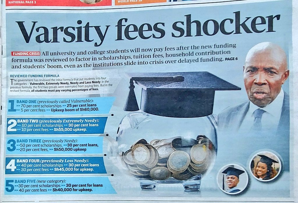 As First Years slept waiting for their HELB money, your favourite God chosen Gov't changed the New University Funding Model again. The initial 100% Scholarship for vulnerable students has been scrapped. Everyone will now have to pay. Mlisema tuanzie hapa bottom tukienda up?