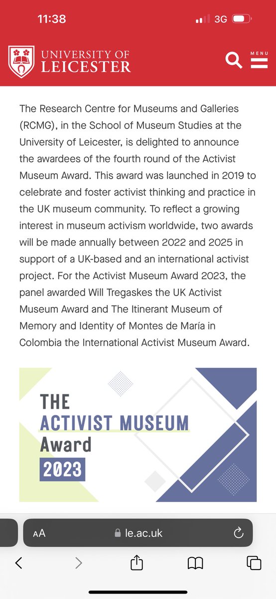 The Activist Museum 2023 - book your free place for this online event on 15 Nov - presentations by Robert Janes & the 2023 Activist Museum awardees, Will Tregaskes & The Itinerant Museum of Memory and Identity of Montes de María in Colombia, reflecting on their recent projects.