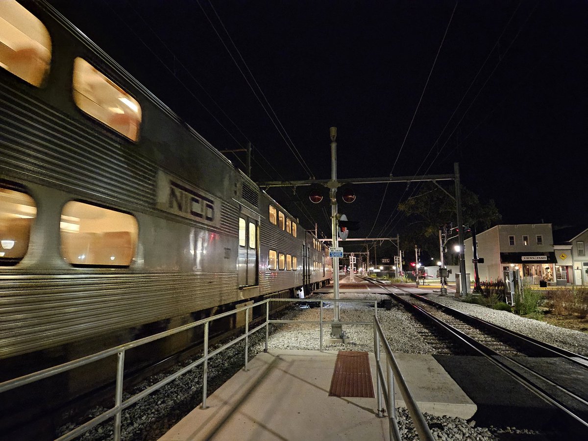 Joshontrains's tweet photo. An early early morning on the South Shore Line as service resumes through Michigan City for the first time in over a year. Proud to join the NICTD &amp; @wsp team on the inaugural run through the new stations. All aboard!!!! https://t.co/lzzb0eqmL1