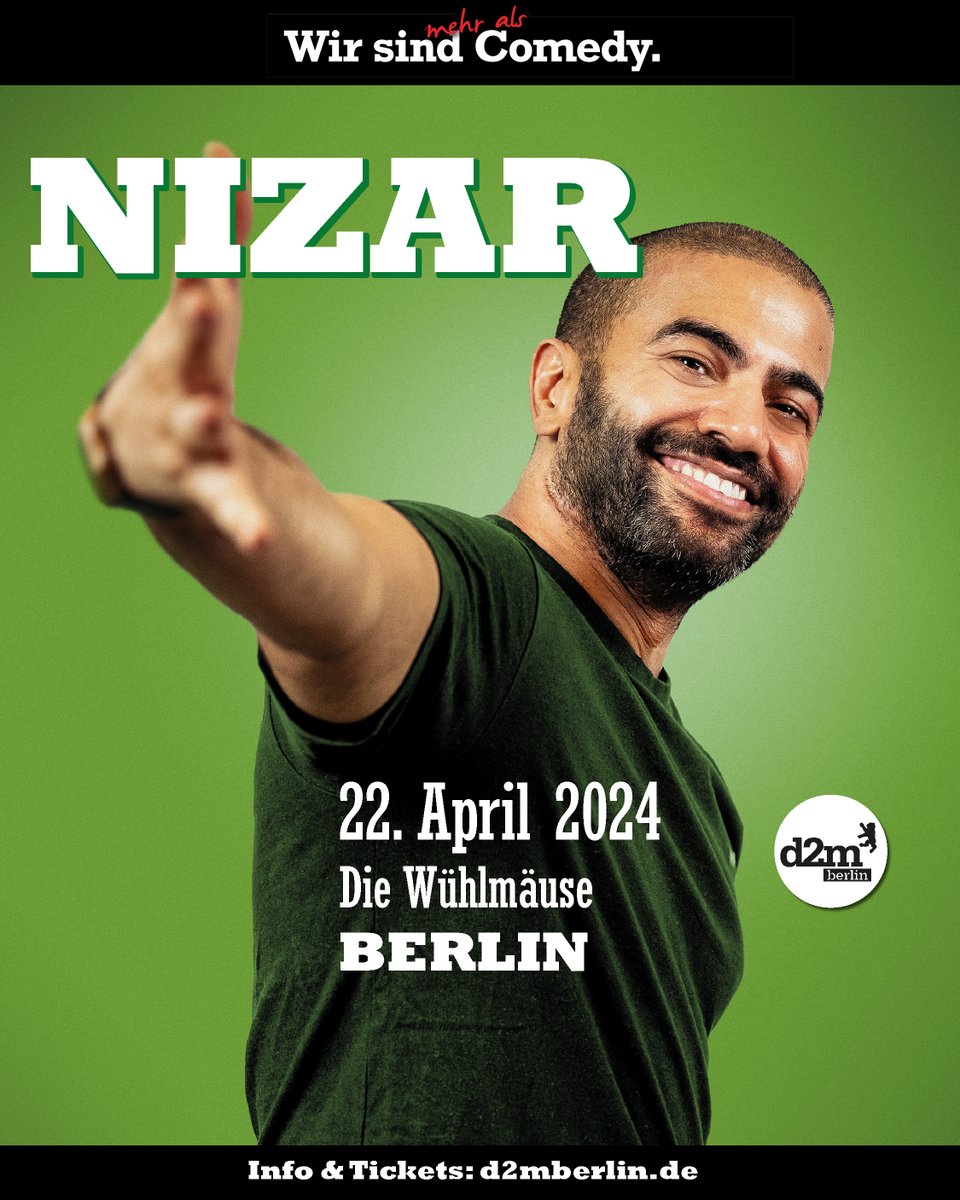 NIZARs neue Tour „On Fire“ verspricht ein Feuerwerk aus Humor, Charisma und unverblümter Ehrlichkeit. Er ist kontrovers, aber zugleich unglaublich beliebt. Hart in seinen Pointen, jedoch stets herzlich im Umgang mit seinem Publikum: d2mberlin.de/veranstaltung/… #nizar #comedy