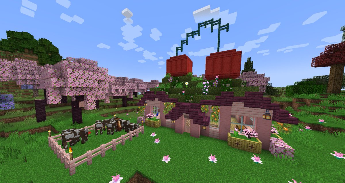 viCFuckYou's tweet photo. ✨hilo de mis casas de Minecraft (son copiadas del Pinterest jeje)✨ 

Empezamos con Octubre 2023: 🍒La casa Cereza 🍒 https://t.co/RqGuQ51CQ2