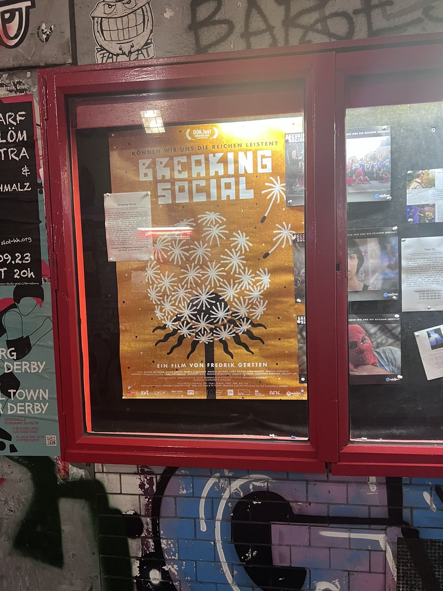 FredrikGertten's tweet photo. My German pre-release tour of @breakingsocial1 continues. Yesterday two sold out cinemas #abaton and #kino3001 with young engaged audiences. 
Now on a train to Halle and the Silbersalz festival where we will be the opening film. Tomorrow Munich 🌹✌️😀 https://t.co/psjD13FUYt