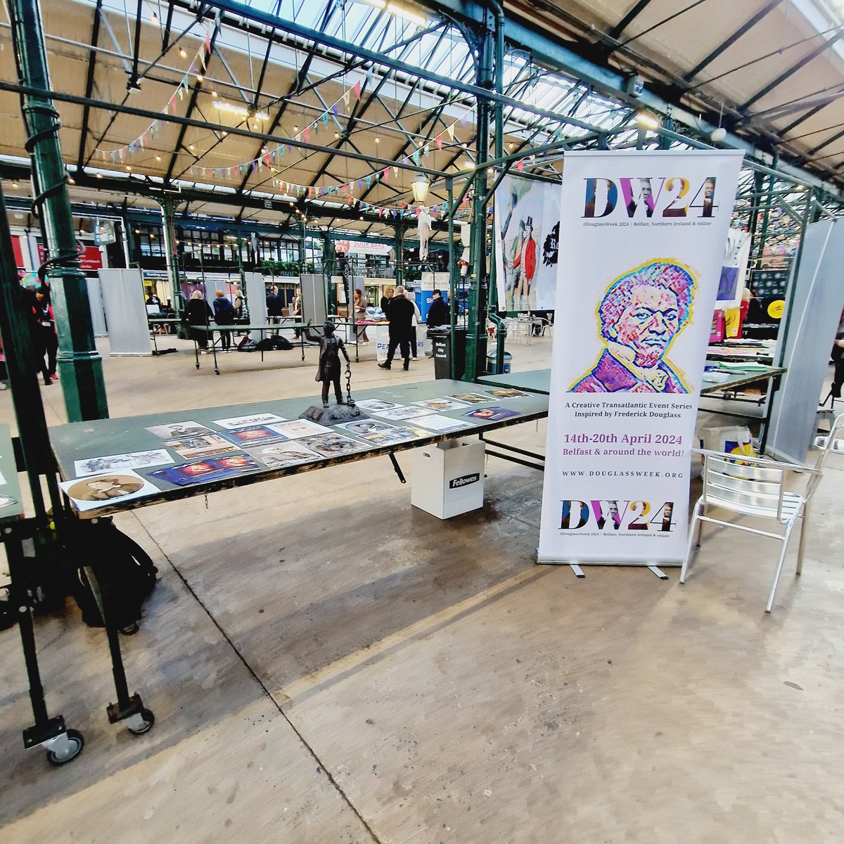 We are at the JoinHer and ACSONI black history expo at @StGeorgesMarket to talk about Belfast's slavery/anti slavery past and #DW24  @DouglassWeek24 that will be in Belfast next April.