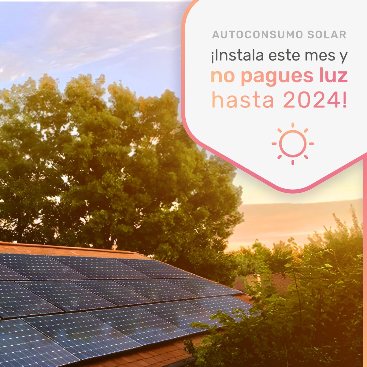 ¡Instalar paneles solares nunca ha sido tan fácil! Recibirás una bonificación mensual de hasta 150€ en tu factura de electricidad hasta enero de 2024. ¡No dudes ni un segundo y disfruta ya del #autoconsumosolar!☀️
#PlacasSolares #EnergiaSolarFotovoltaica #PanelesSolares