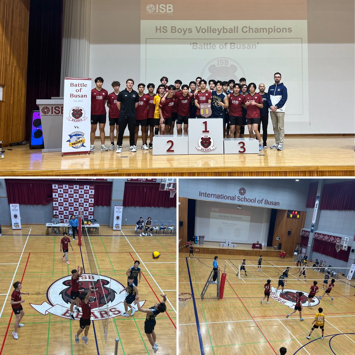 mhowarth88's tweet image. Some excellent Volleyball on display during the first Battle of Busan event today, with the ISB boys winning a closely contested 5th set! Congratulations to both teams for a brilliant match! #ISBLearning 🐻🏐