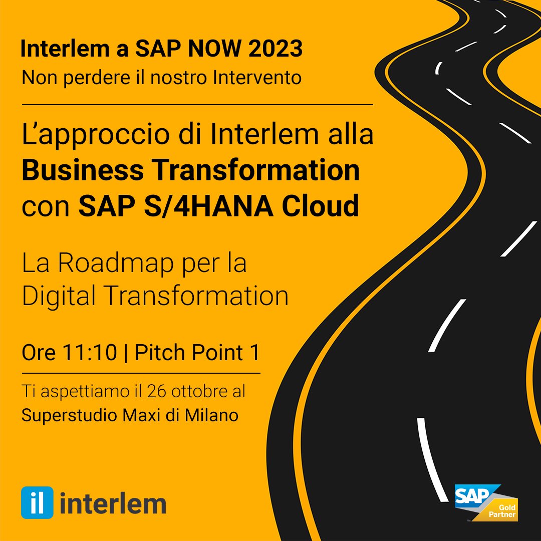 Interlem's tweet photo. 📢 Ti aspettiamo domani a #SAPNOW2023 alle ore 11:10 al Pitch Point 1. Vieni a trovarci al nostro corner potrai parlare con i nostri esperti di #trasformazionedigitale e di tematiche legate all'#innovazione. https://t.co/kpxAOpRT0X

#sapnow #BusinessTransformation #sap https://t.co/qYOsLgJmDB
