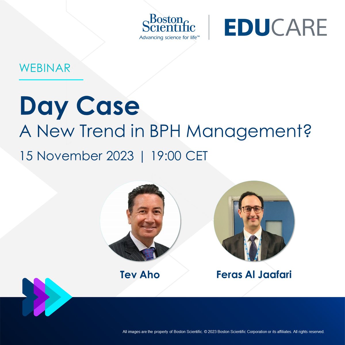 Day case in #BPH management?
Join Drs Tev Aho and Feras Al Jaafari who will discuss different techniques, indications and patient selection for day case settings.

Register now:​ bit.ly/3tTtM0T

#TreatBPH #BSCEMEA <a href="/ferasjaafari/">Feras Al Jaafari</a>