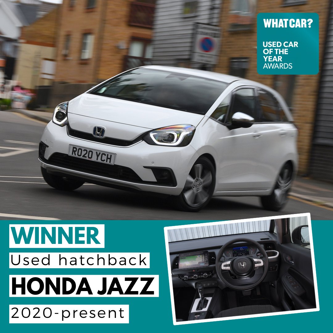 whatcar's tweet photo. Our first award is for the best used hatchback 🚗

Our winner combines incredible space and seating flexibility with excellent fuel economy ⛽️

It is, of course, the Honda Jazz! 🎉🎊

💷 Used prices start from £15,500

#WhatCarAwards  #UsedCarAwards https://t.co/by7Q8k2qjb