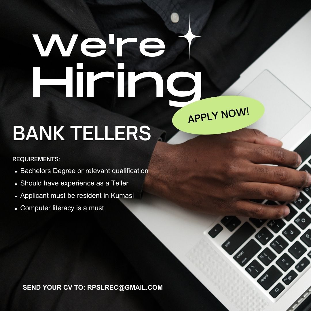 ReliancePerson1's tweet photo. VACANCY
BANK TELLER
Loc: Kumasi
Send cv: rpslrec@gmail.com
#jobseekers #jobtube #jayjobsconnect #kumasi @findajobghana @Job_goal @jobcentregh
@Jobsinghana_job @JoblyGhana @joblemon
@jobcentregh @VacanciesGh @ghanajobs
@truman_services https://t.co/RQ1chkGPmZ