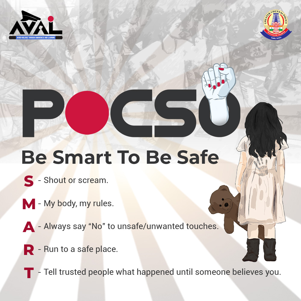 Every child deserves a childhood free of abuse and exploitation. POCSO Act helps in protecting their rights and dignity. 

#POCSOAct #EndChildExploitation #AVAL #அவள் #avalbygcp #avalsafety #avalawareness #GCPAVAL