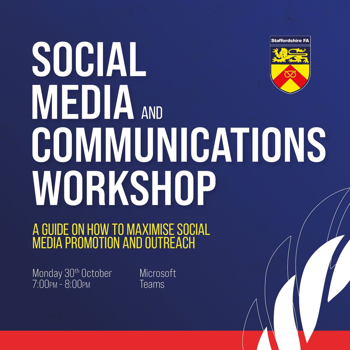 StaffordshireFA's tweet photo. 📢 Join us for the Social Media &amp; Communications Workshop! 📱💬

Effective communication and a powerful social media presence are 🔑 for community outreach and member engagement.

Register 👉 https://t.co/Y7CeFoaTX7 https://t.co/6Ozw56sS4W