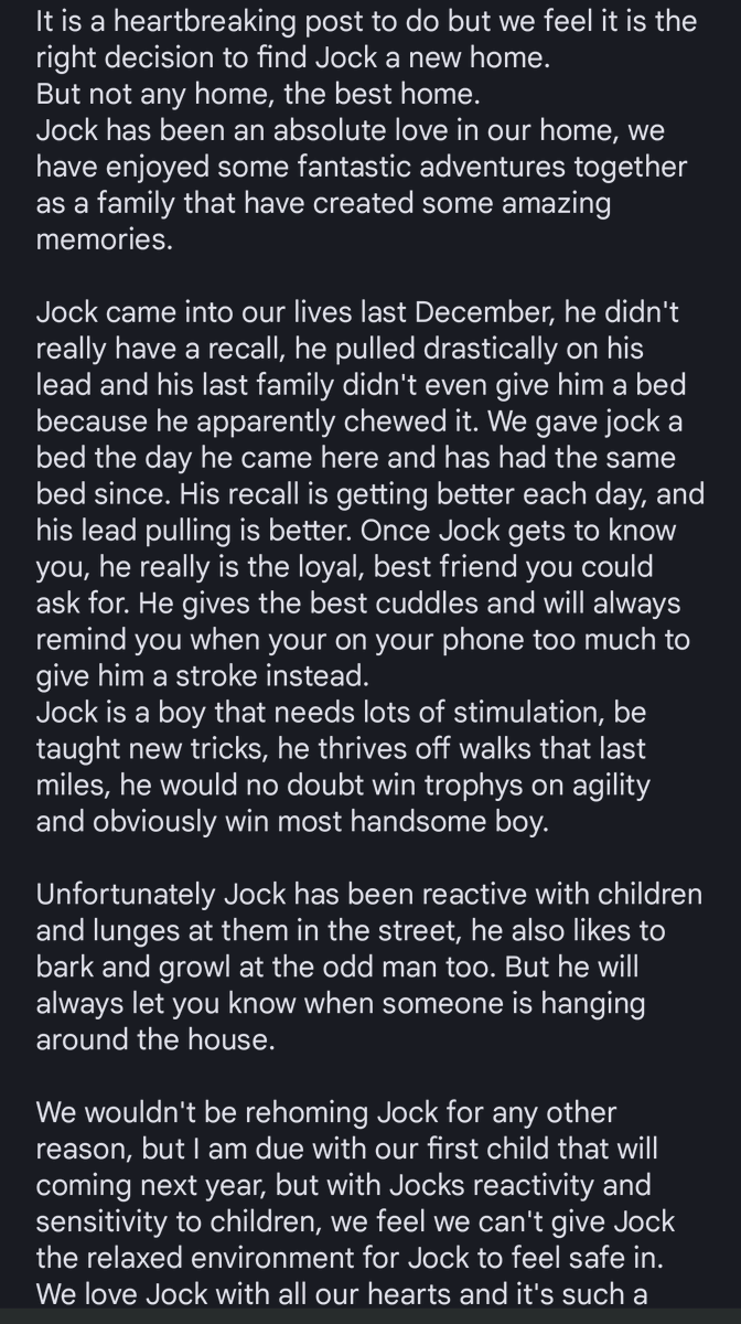 JockBCollie's tweet photo. A very heartbreaking post from my mum. https://t.co/aNq3MmRBBK