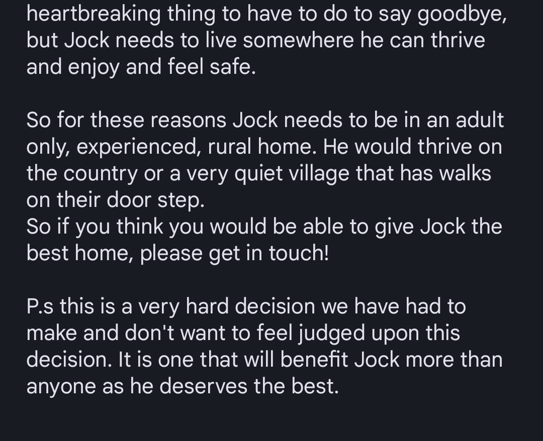 JockBCollie's tweet photo. A very heartbreaking post from my mum. https://t.co/aNq3MmRBBK
