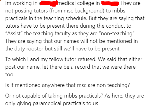 NMMTA_Assn's tweet photo. This message is intended for the benefit of all individuals who may lack information or harbor preconceived notions.

Medical MSc courses in non-clinical subjects are conducted within medical colleges, following the same curricula and syllabi as MD courses. They are led by the same professors and employ similar teaching methodologies and resources, while also meeting all the required standards. Graduates in these disciplines are fully capable of undertaking equivalent roles (except clinical practice) in the medical field.

We have observed instances where certain medical colleges exhibit bias against educators with medical MSc backgrounds. Unfortunately, when the apex body, the NMC (@NMC_IND), holds a prejudiced viewpoint, it can inadvertently encourage colleges and their faculties to follow suit.

The NMMTA staunchly condemns this discriminatory practice and appeals to all medical colleges to treat MSc/PhD educators fairly and equitably. We believe in fostering an environment where competence and qualifications are valued above all else.