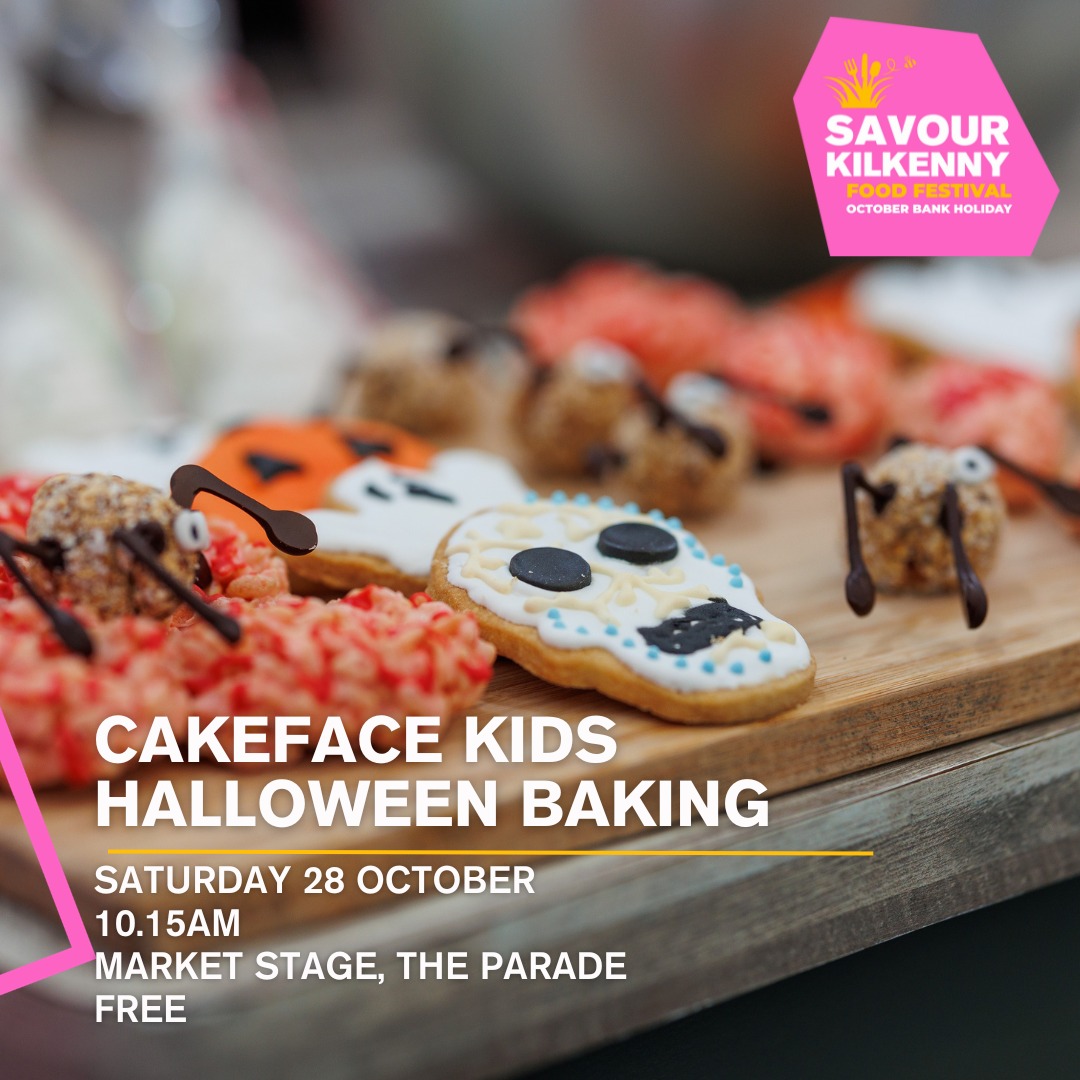 Get Ready for Spooky Fun! 
Calling all little bakers and Halloween enthusiasts! Join us on the Market Stage,for a fantastic CakeFace Pastry Kids Halloween Baking Demo with Laura Gannon! 
<a href="/cakefacepastry/">cakeface</a> #savourkilkenny