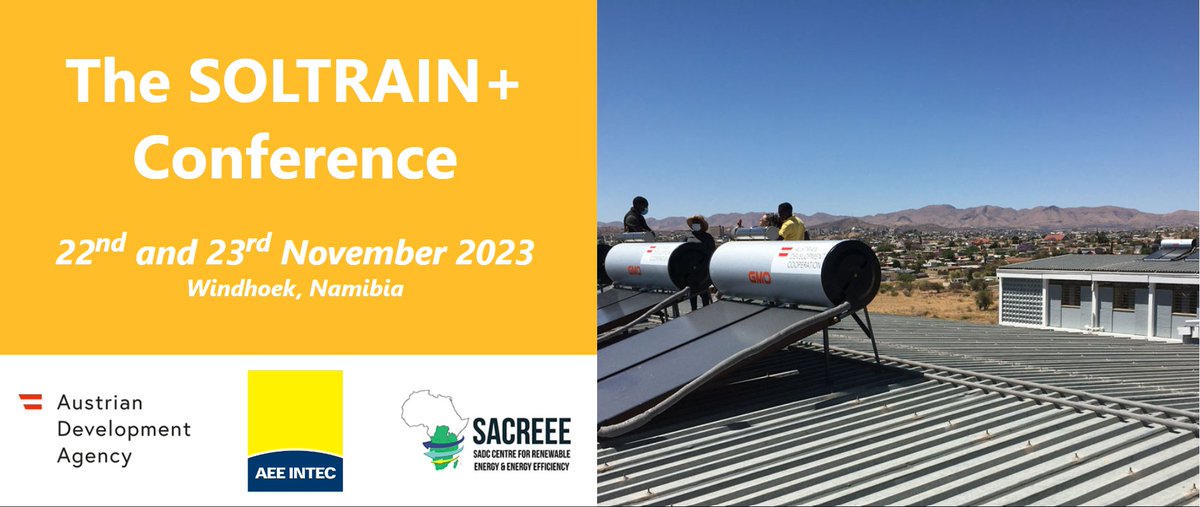 SOLTRAIN+ Conference - Windhoek, Namibia sacreee.org/event/soltrain…
<a href="/SOLTRAIN_SADC/">SOLTRAIN</a> <a href="/AEE_INTEC/">AEE INTEC</a> #ADA