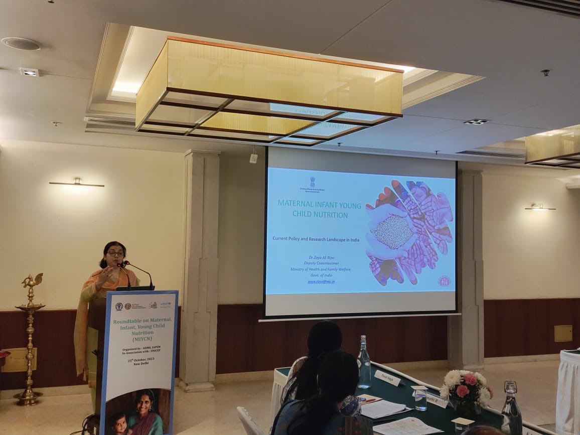 ZoyaAliRizvi's tweet photo. Speaking at the #MIYCN meeting along with other experts @a_ncear @UNICEFIndia @aliveandthrive @aiims_newdelhi @IAPSM_India @era_hospital to ensure that lifecycle approach to manage #nutrition issues are addressed. Partnerships work and need strengthening https://t.co/Bp4FTzq7r2