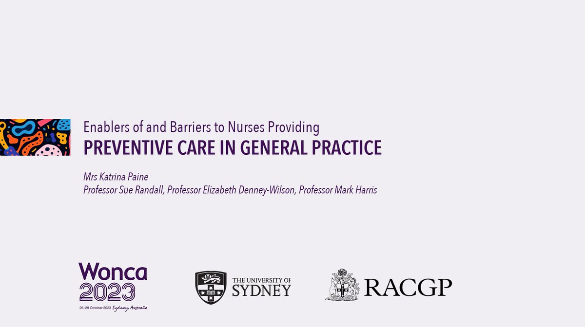 I’m excited to be presenting on my PhD topic, ‘Enablers of and Barriers to Nurses Providing Preventive Care in General Practice’ at #WONCASydney2023 <a href="/RACGP/">RACGP</a> #CPHCNetwork <a href="/USydCPHCNetwork/">USyd CPHCNetwork</a>