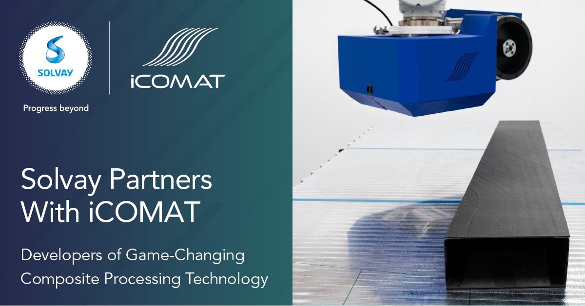 Solvay is partnering with iCOMAT to accelerate the commercialization of their Rapid Tape Shearing (RTS) technology. This cutting-edge material deposition tech enables next-gen #composite design, ensuring lighter, more cost-effective structures. Read the PR bit.ly/45Zro6t