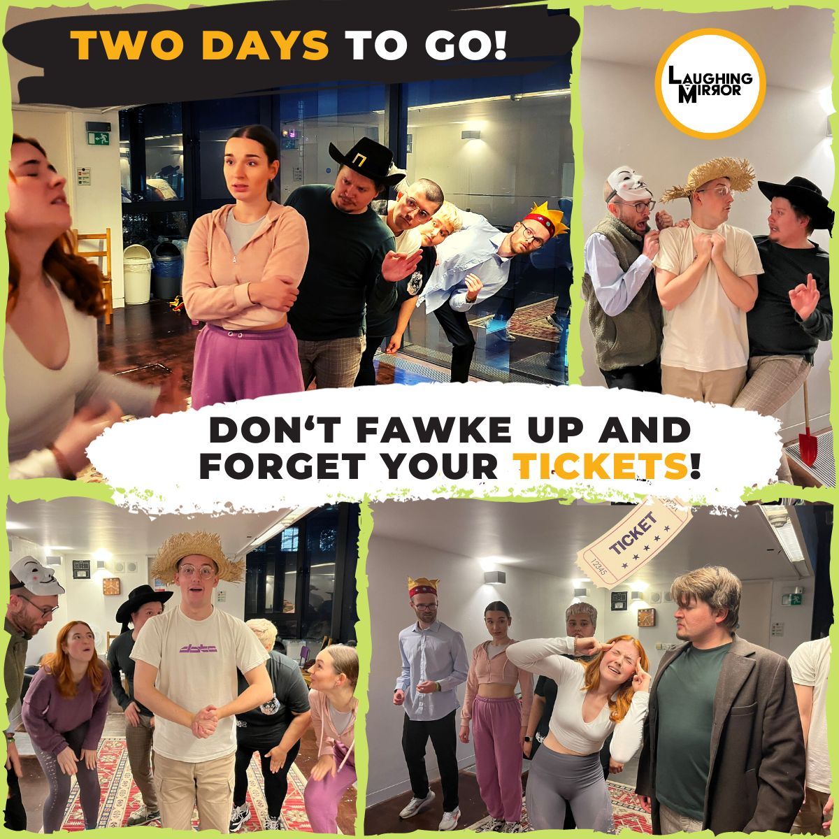 laughingmirror's tweet image. TWO DAYS TO GO! Join us in 1605 on Friday (19:30) and Saturday (15:00 / 19:30) for this historical farce, full of farcical history @WaterlooEast ! Tickets for 'Guy Fawkes It Up' are selling quickly so get yours in advance to avoid disappointment! Link: shorturl.at/cvSVZ