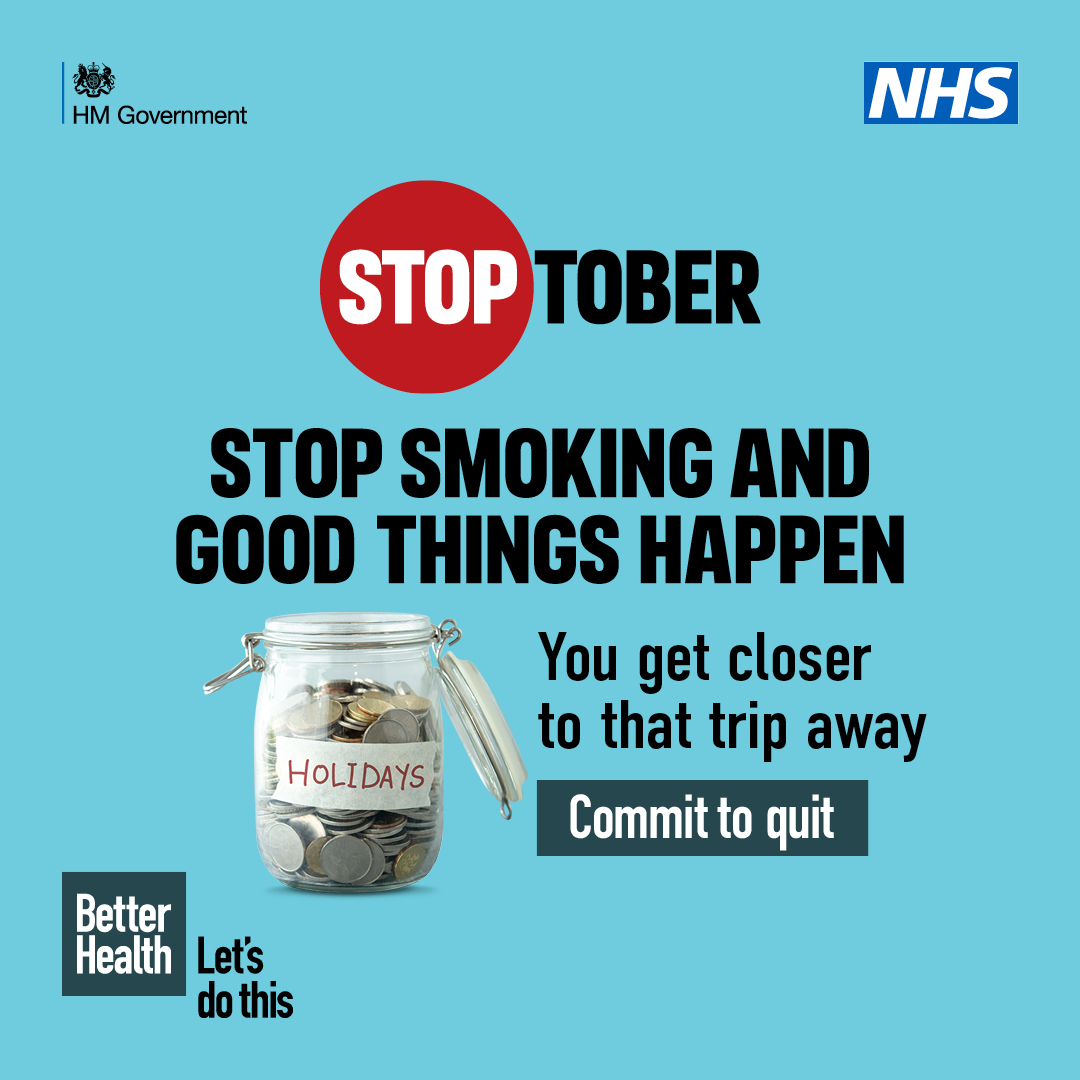 Stop smoking and you get closer to that trip away. Good things happen when you quit. #Stoptober