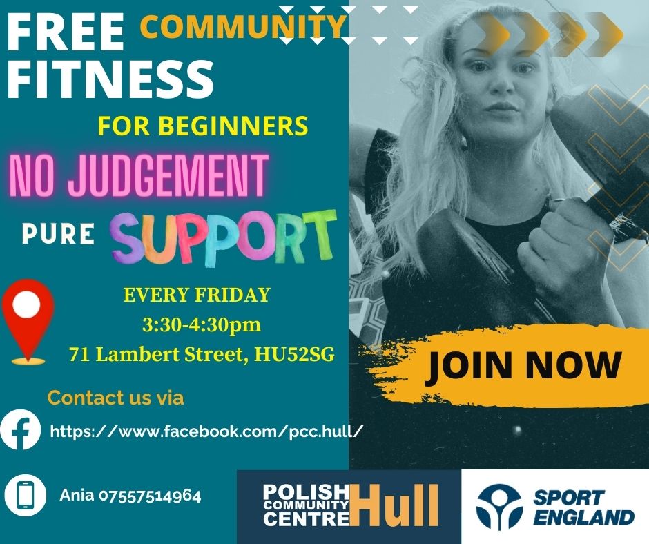 polishcomm_hull's tweet photo. Are you a #beginner? or maybe you have been inactive for a while? Don't worry, we've got you covered 😁👍🥳
New #community #fitness for #beginners, no #judgment, but #pure #support. Join this Friday 3:30-4:30pm. 
🙏🙏🙏 @TNLUK and @Sport_England https://t.co/0r5NrdBfIi