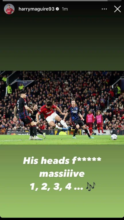 FootyAccums's tweet photo. Harry Maguire on his IG story after last night's winner for Man United... 👏

😂😂😂 https://t.co/uM15WrVXx0