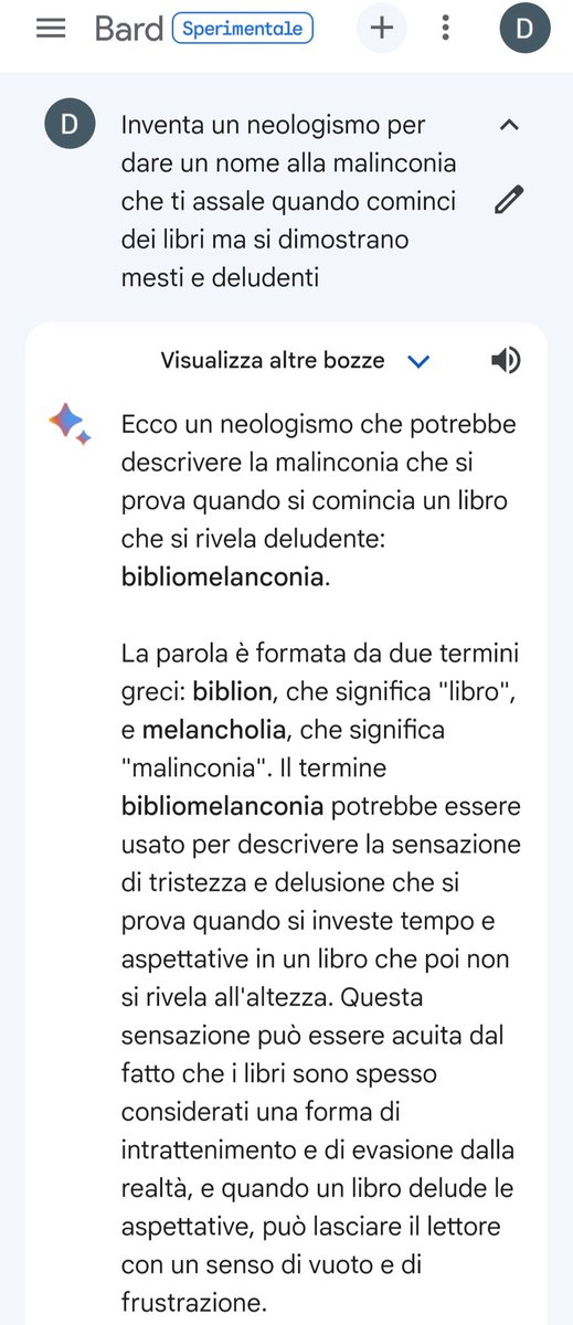dmargotti7's tweet photo. @terminologia @tegamini Curioso come l'IA abbia avuto la tua stessa idea!

"Libricidio" non sarebbe male, ma non è un neologismo: è già stato usato per la distruzione di libri, e quindi con un altro significato (a meno che non si pensi all'assonanza con "stillicidio") https://t.co/tFlVRjMLIm