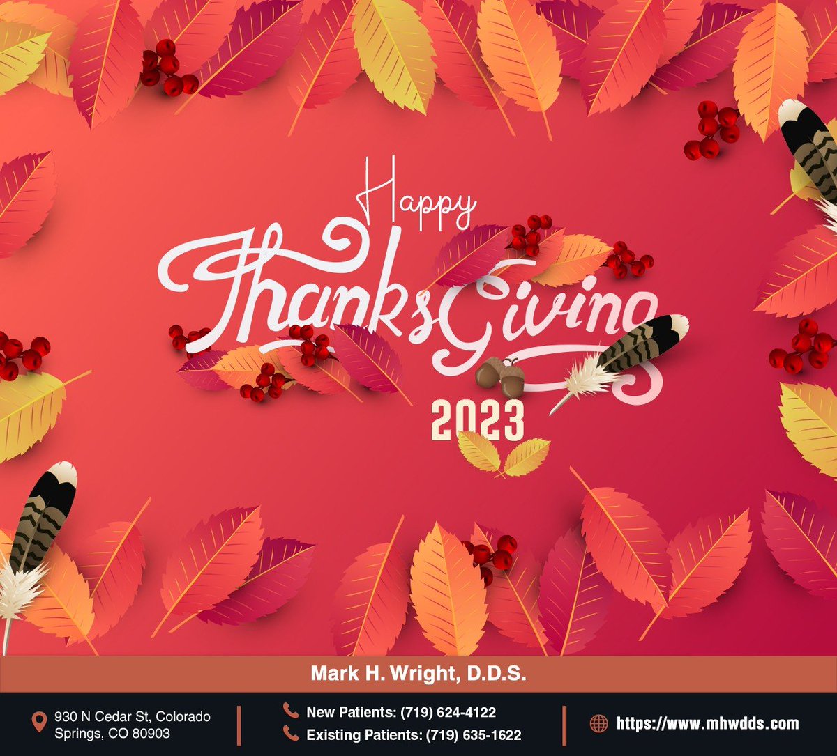 markhwrightdds's tweet image. Mark H Wright DDS sends warm wishes to you and your loved ones this Thanksgiving. Happy Thanksgiving Day. #thanksgiving #markhwrightdds #coloradosprings #CO
