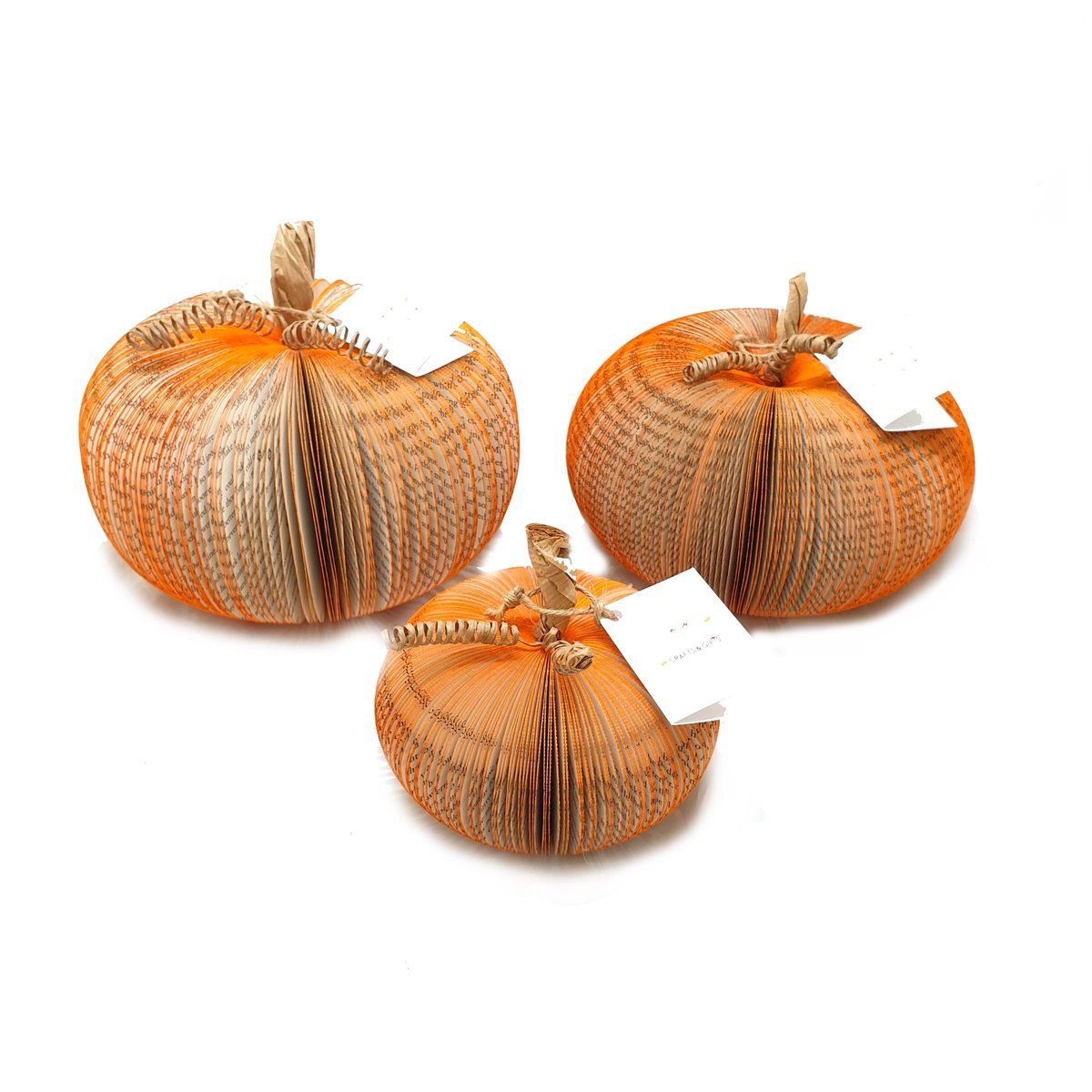 Paperappleco's tweet photo. Paper Pumpkin Halloween Decoration Set of 3 Small Medium and Large Book Art https://t.co/g7xMDKJdGM #Shopify #mhhsbd #CreatonCrafts #PaperPumpkins https://t.co/46jma57msq